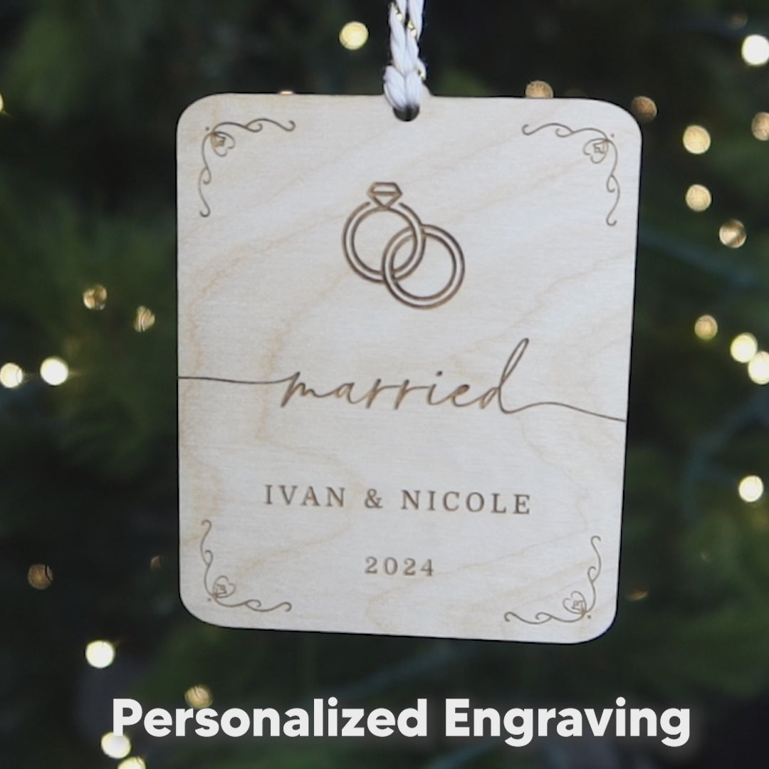 Personalized Just Married Ornament 2024 with Names, Gift for Newlywed Couple