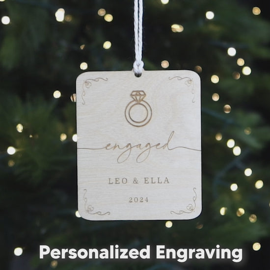 Personalized Couple Engagement Rings Ornament 2024 Engagement Keepsake Gift for Fiancé