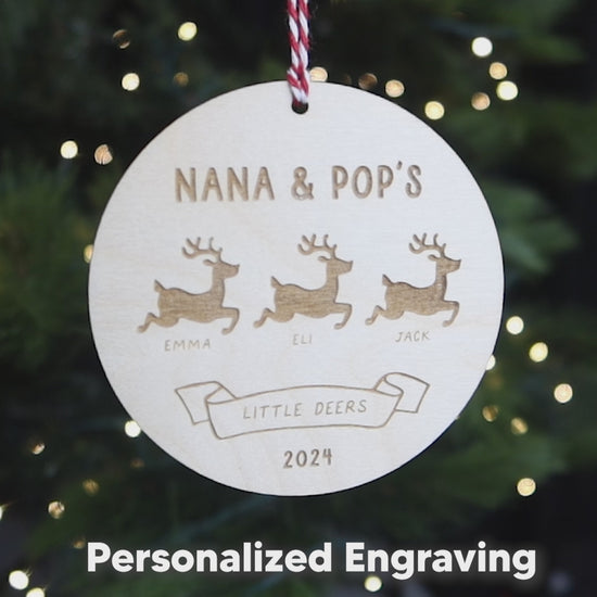 Personalized Grandparents Little Deers with Grandkid Names Ornament 2024 Gift from Grandchildren