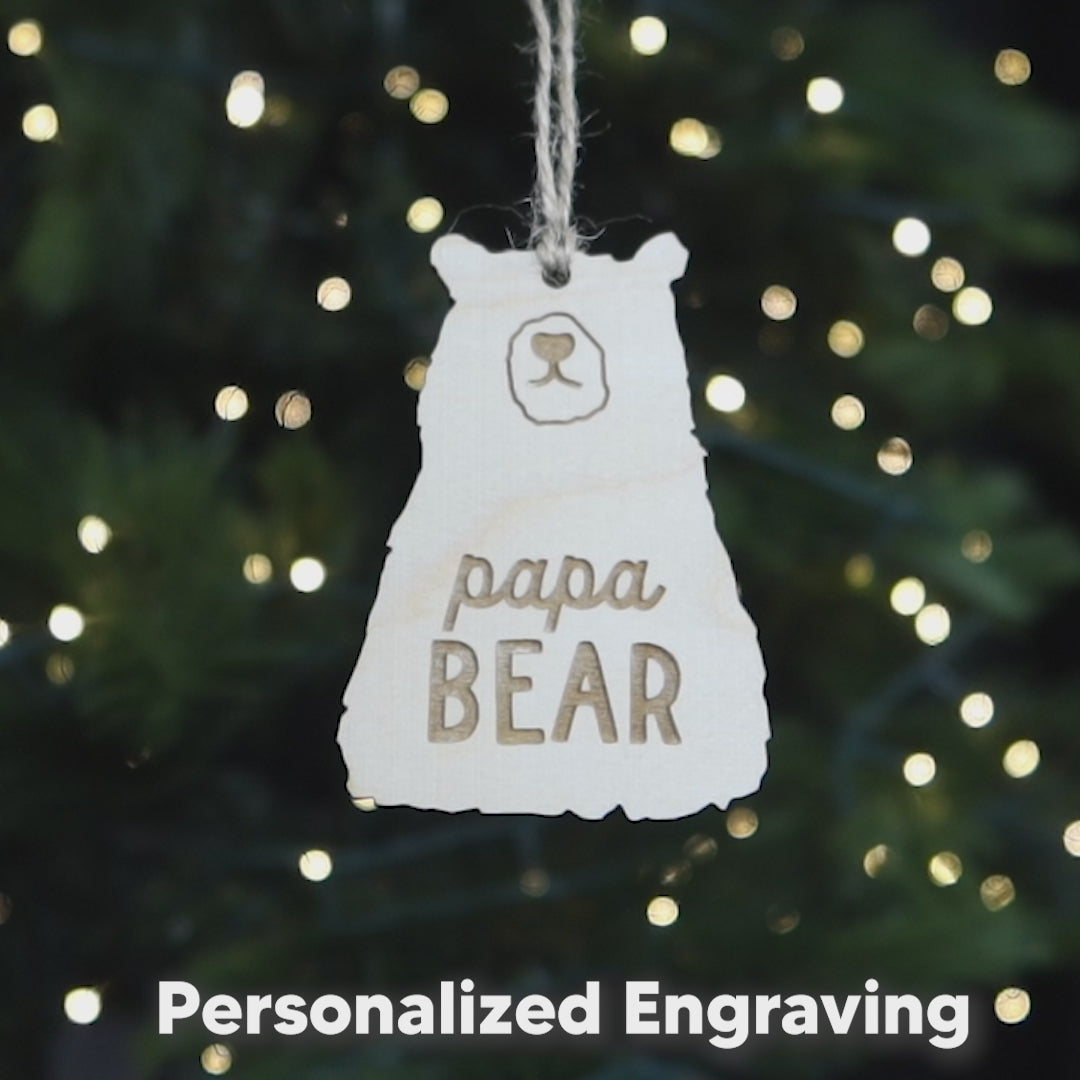 Papa Bear Wood Ornament or Stocking Tag Christmas Keepsake Gift for Dad 2024