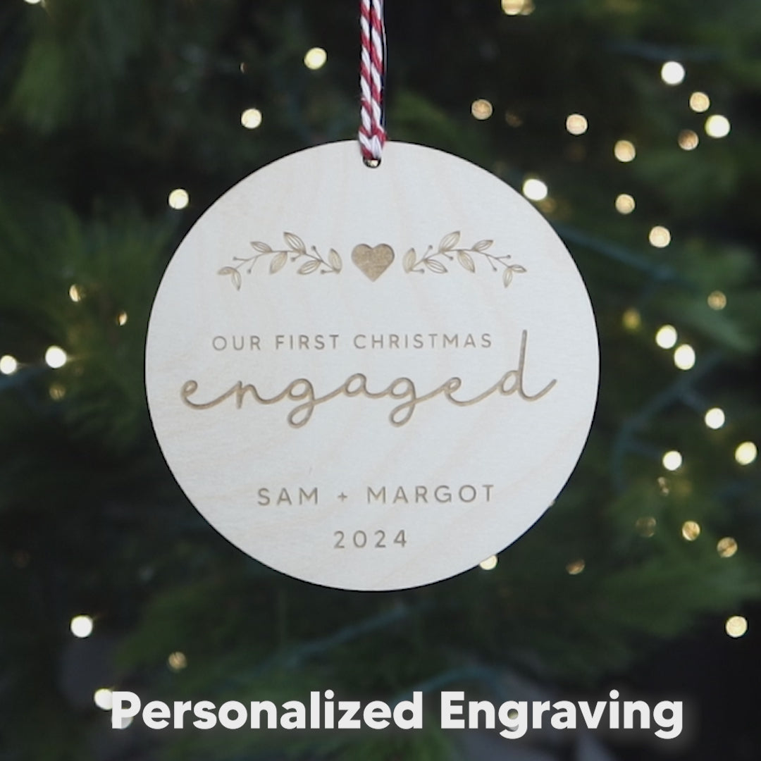 Our First Christmas Engaged Personalized Couple Ornament 2024 Engagement Keepsake