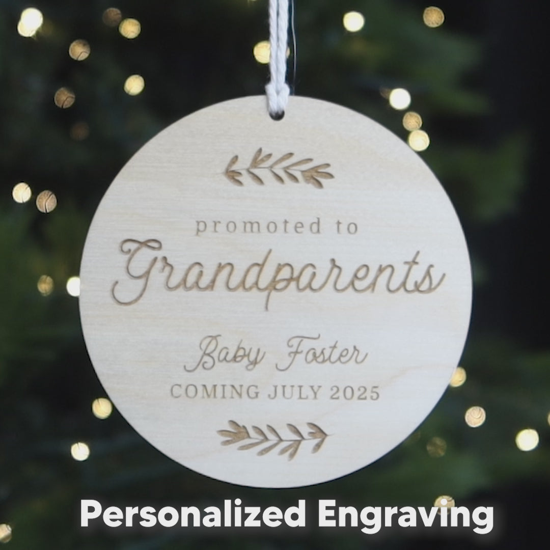 Promoted to Grandparents Baby Announcement Ornament Personalized Christmas Pregnancy Reveal Gift for Grandparents to Be