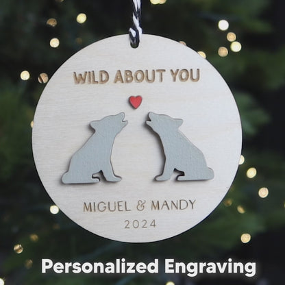 Wild About You Personalized Wolves Couple Ornament 2024 Wolf Anniversary Gift