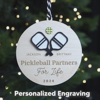 Pickleball Partners for Life Personalized Pickleball Player Ornament