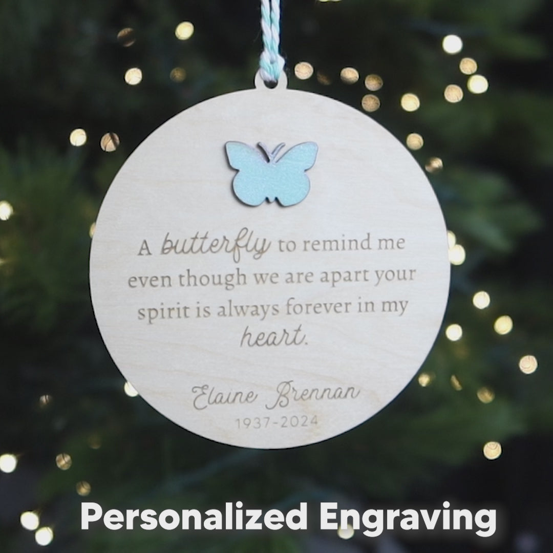 Personalized Blue Butterfly Memorial Ornament 2024 Remembrance Sympathy Gift