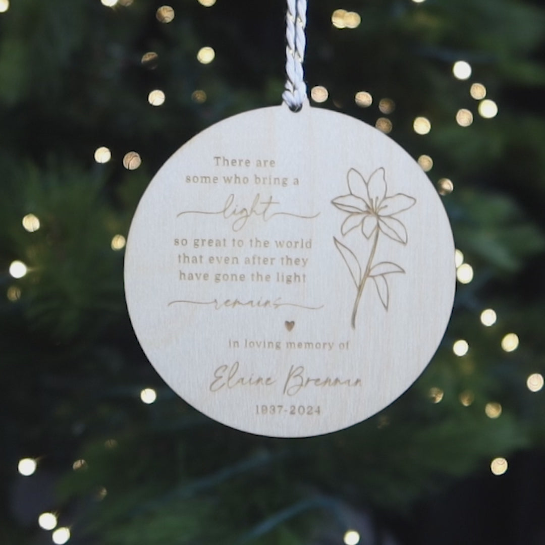 Light so Great to the World Memorial Ornament 2024 Personalized In Loving Memory Sympathy Gift