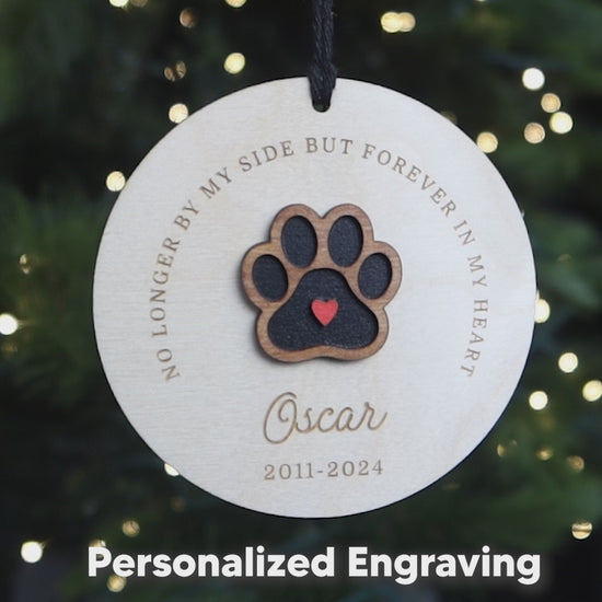 No Longer By My Side But Forever in My Heart Personalized Pet Memorial Ornament Sympathy Gift for Dog or Cat Loss