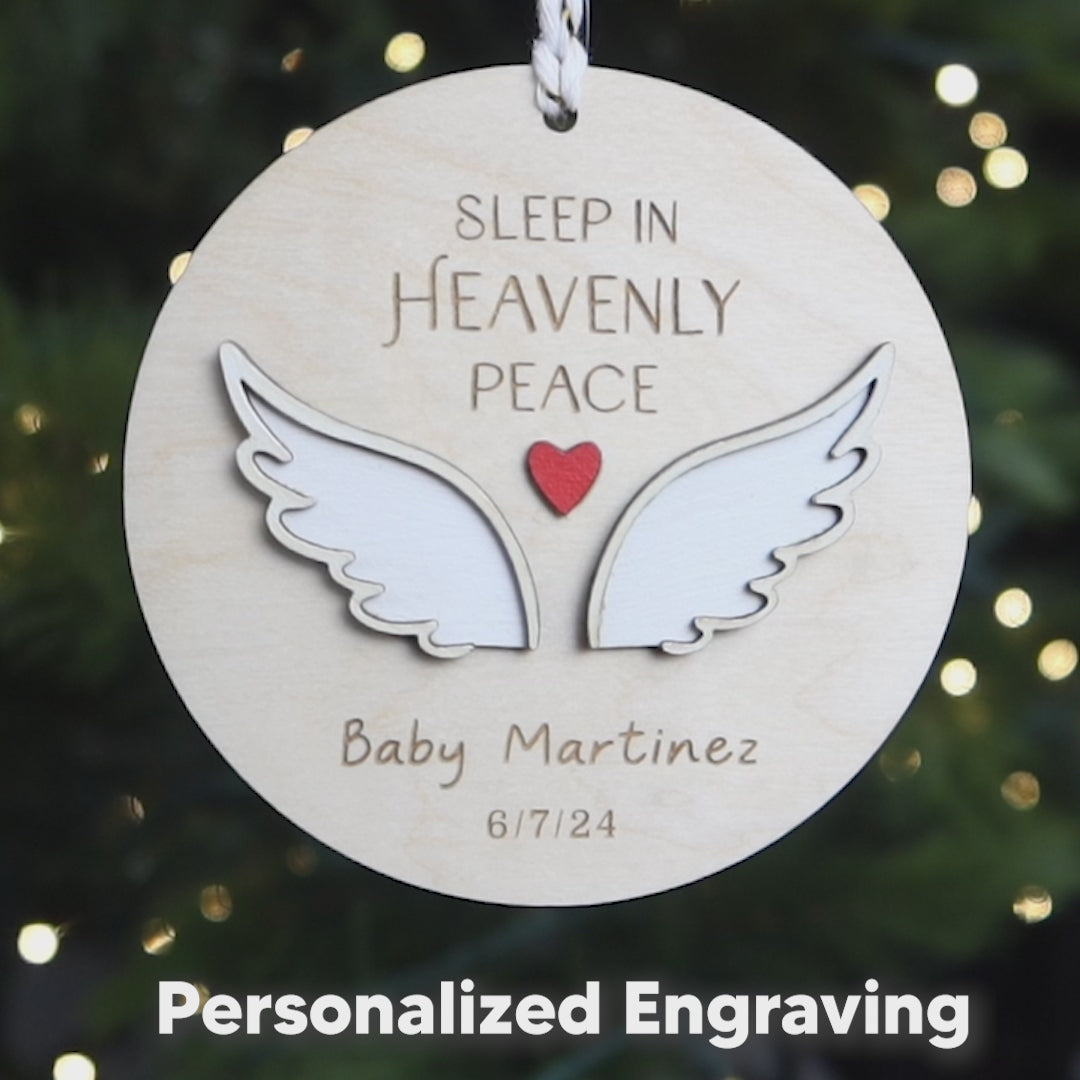 Sleep In Heavenly Peace Stillborn Angel Baby Memorial Ornament Personalized Baby Loss Keepsake