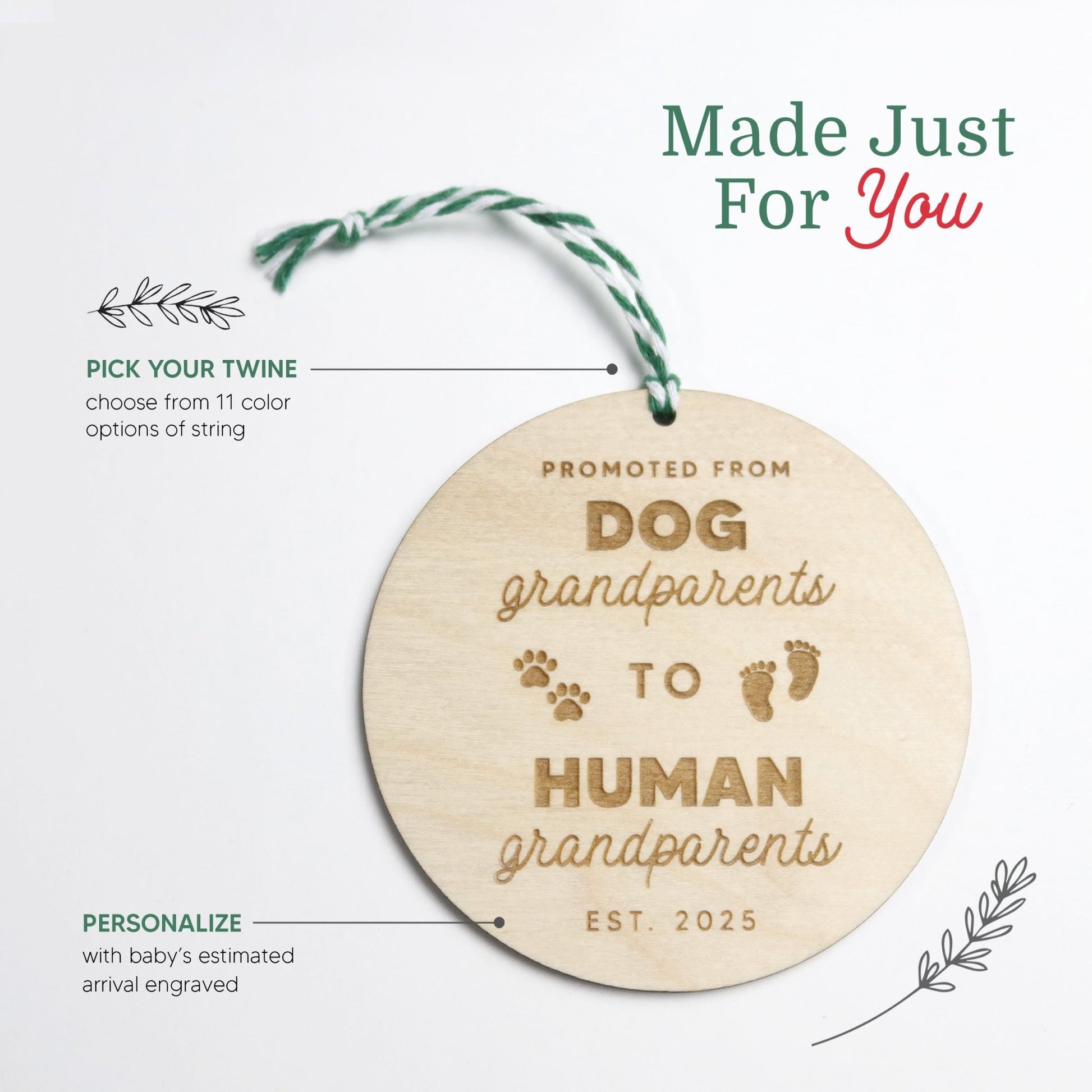 Promoted From Dog Grandparents Pregnancy Announcement Ornament - Holiday Ornaments - Moon Rock Prints