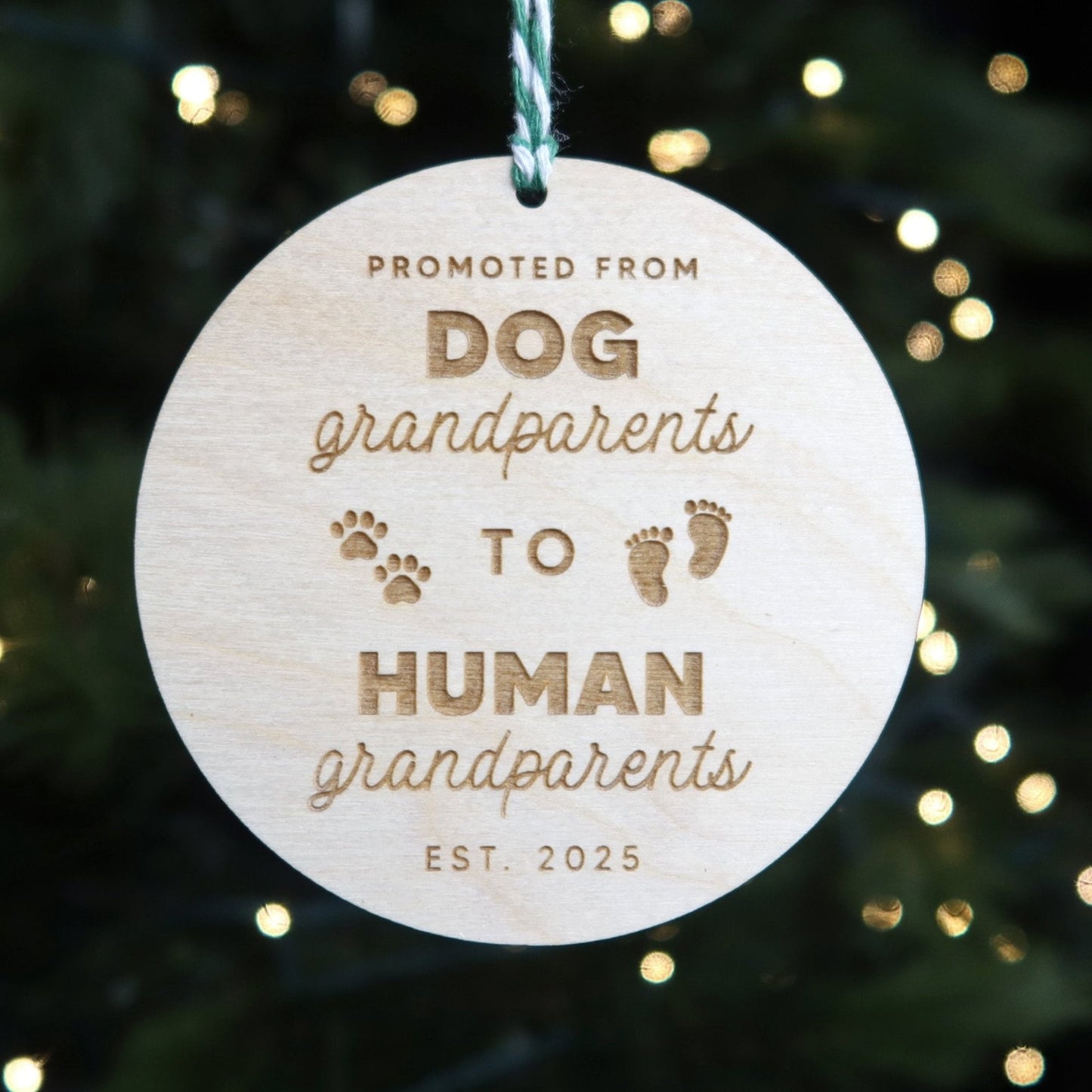 Promoted From Dog Grandparents Pregnancy Announcement Ornament - Holiday Ornaments - Moon Rock Prints