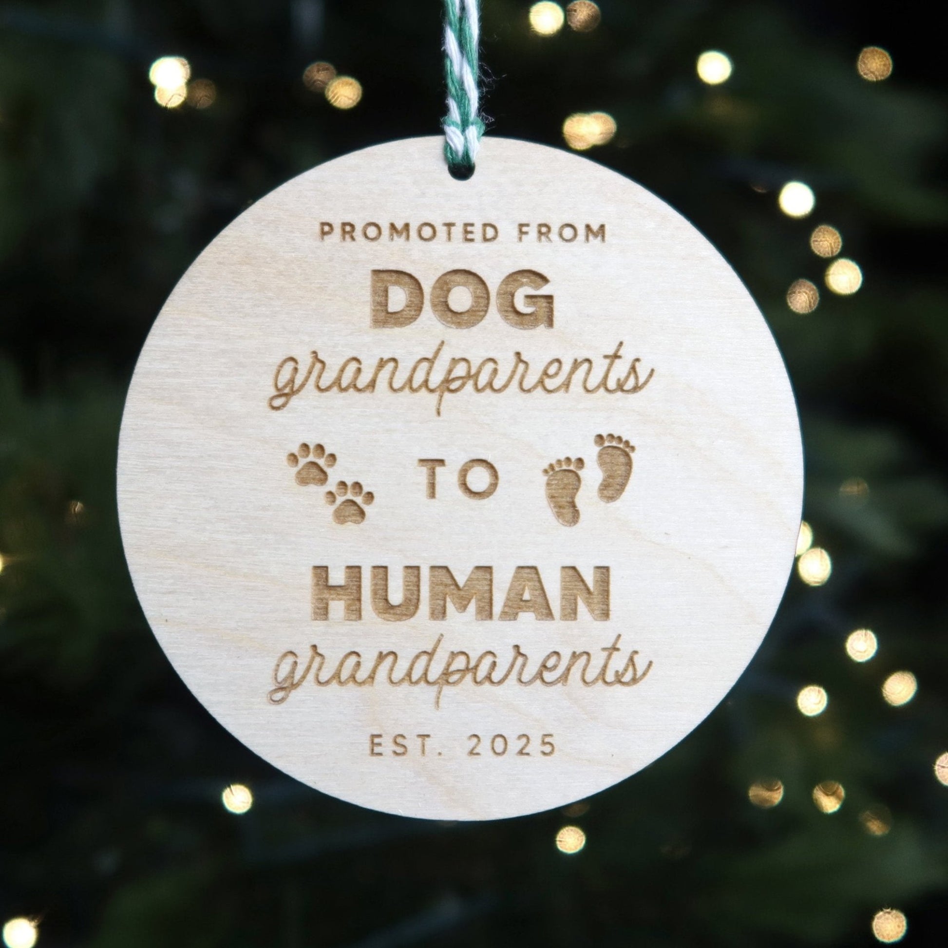 Promoted From Dog Grandparents Pregnancy Announcement Ornament - Holiday Ornaments - Moon Rock Prints