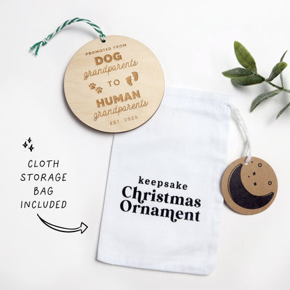 Promoted From Dog Grandparents Pregnancy Announcement Ornament - Holiday Ornaments - Moon Rock Prints