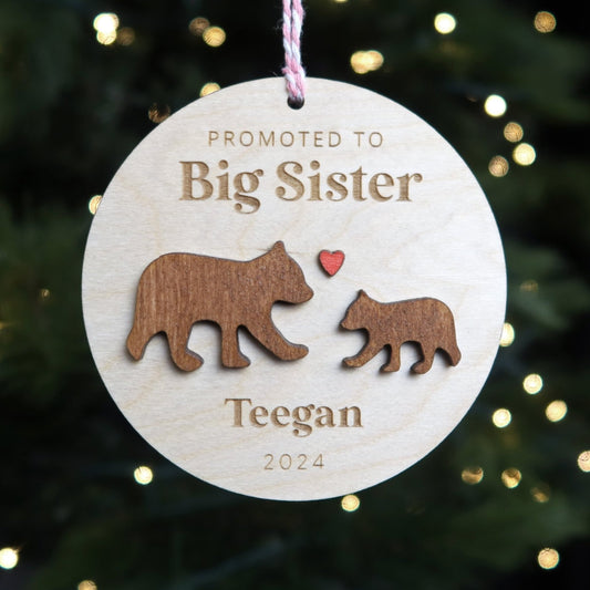 Promoted to Big Sister Personalized Ornament - Holiday Ornaments - Moon Rock Prints