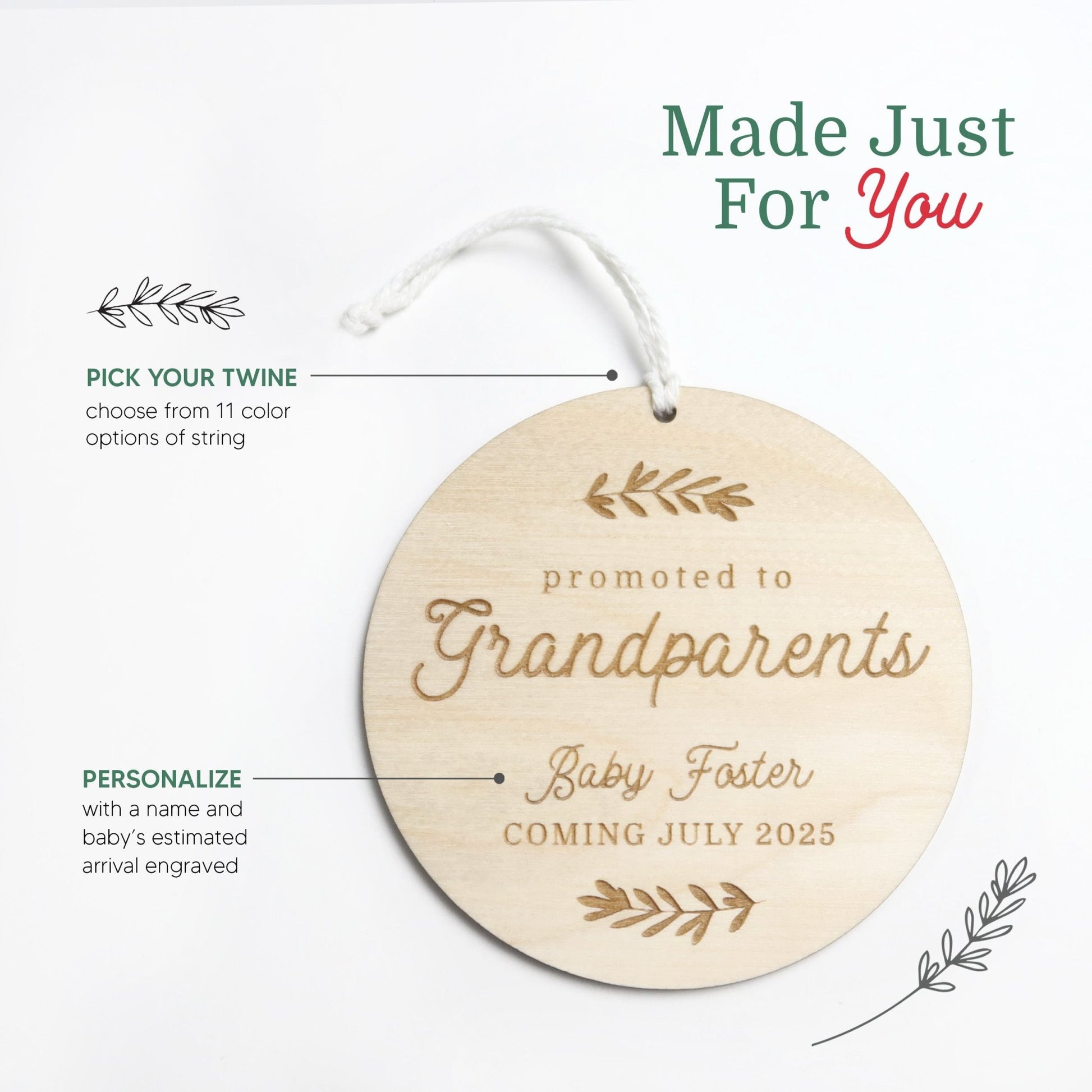 Promoted to Grandparents Pregnancy Announcement Ornament - Holiday Ornaments - Moon Rock Prints