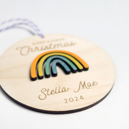 Rainbow Baby's First Christmas Ornament Personalized - Holiday Ornaments - Moon Rock Prints