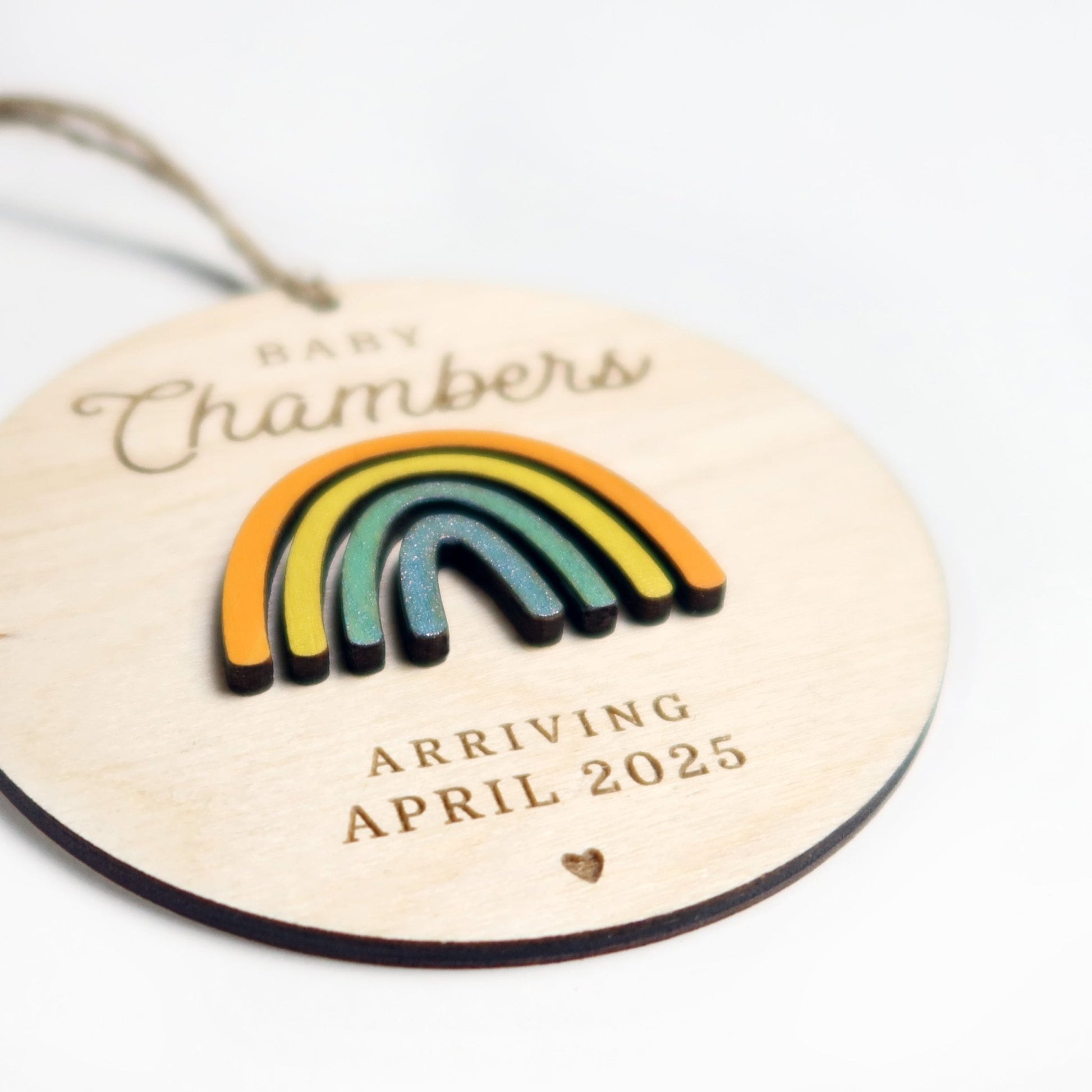 Rainbow Pregnancy Announcement Ornament - Holiday Ornaments - Moon Rock Prints