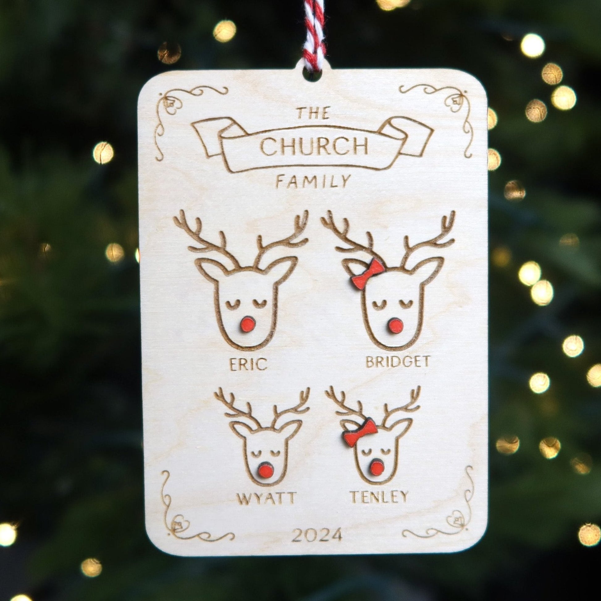 Reindeer Family Personalized Christmas Ornament - Holiday Ornaments - Moon Rock Prints