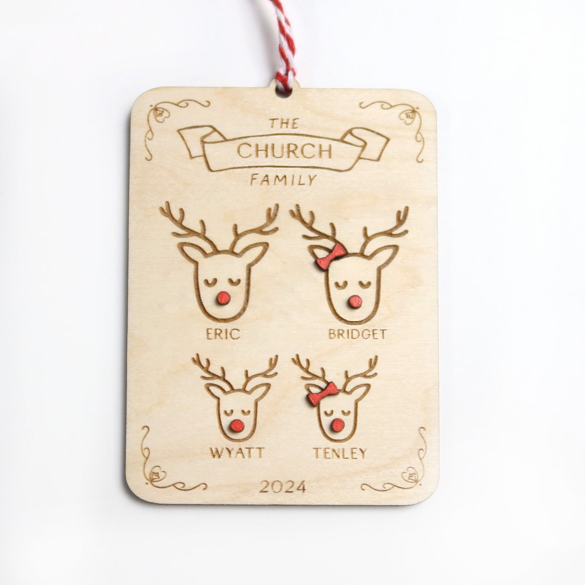 Reindeer Family Personalized Christmas Ornament - Holiday Ornaments - Moon Rock Prints