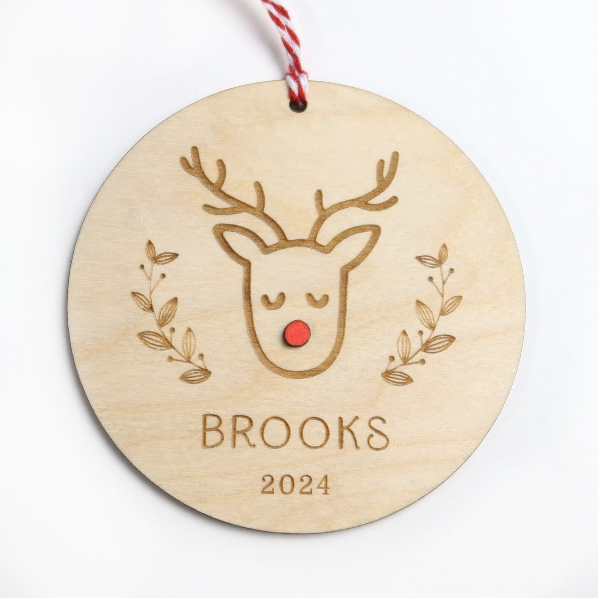 Reindeer Personalized Kid's Name Ornament 2024 - Holiday Ornaments - Moon Rock Prints