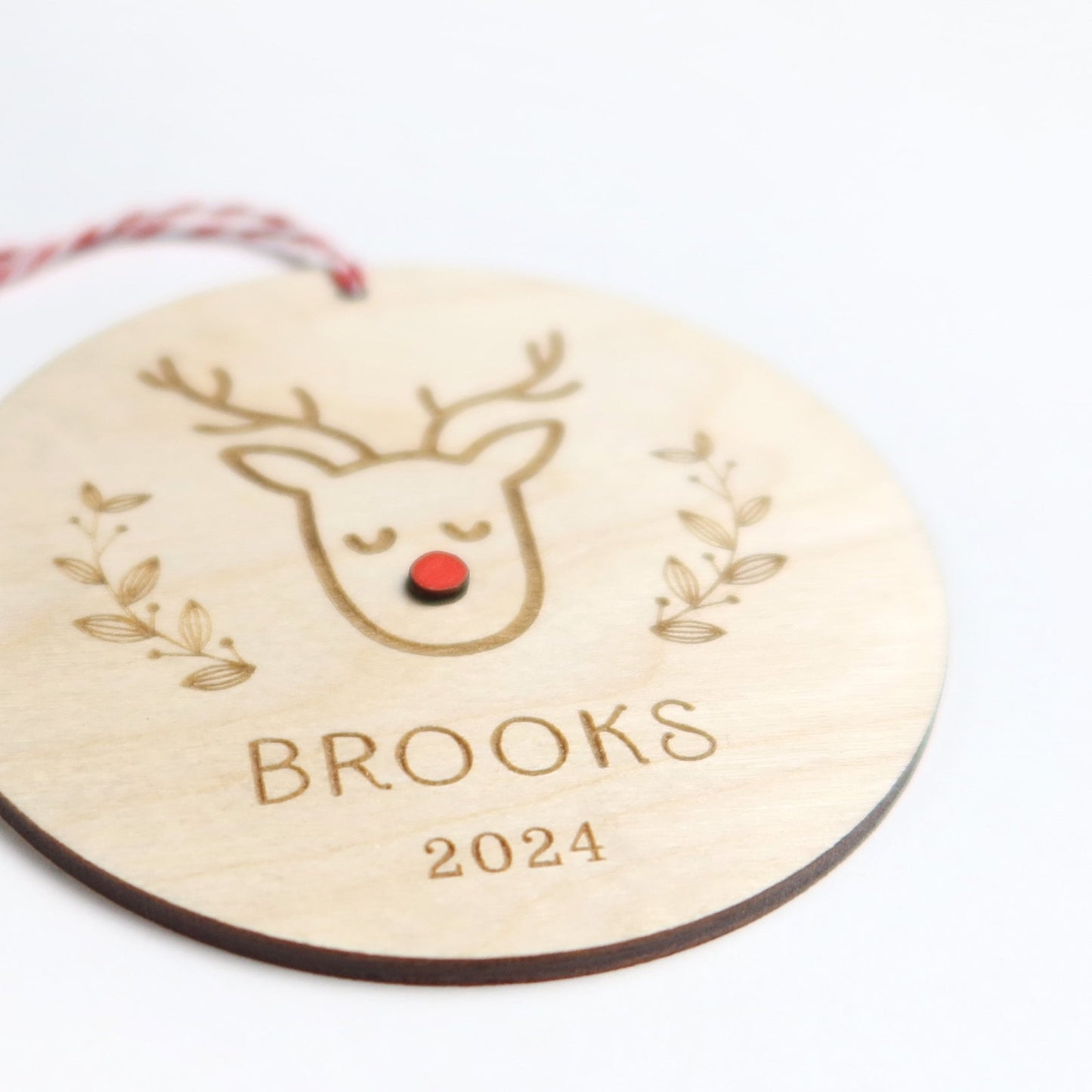 Reindeer Personalized Kid's Name Ornament 2024 - Holiday Ornaments - Moon Rock Prints