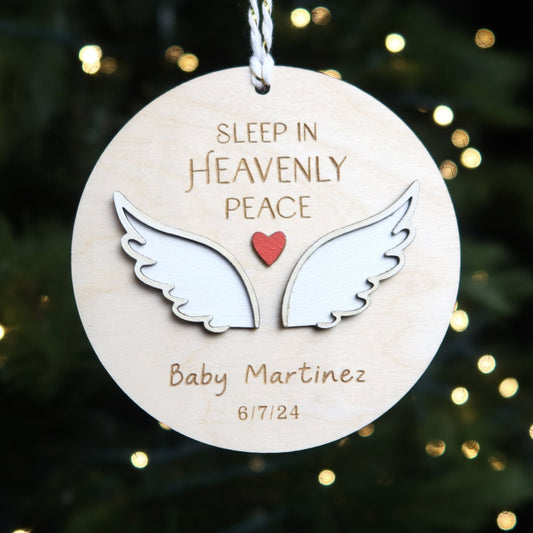 Sleep in Heavenly Peace Personalized Memorial Ornament - Holiday Ornaments - Moon Rock Prints