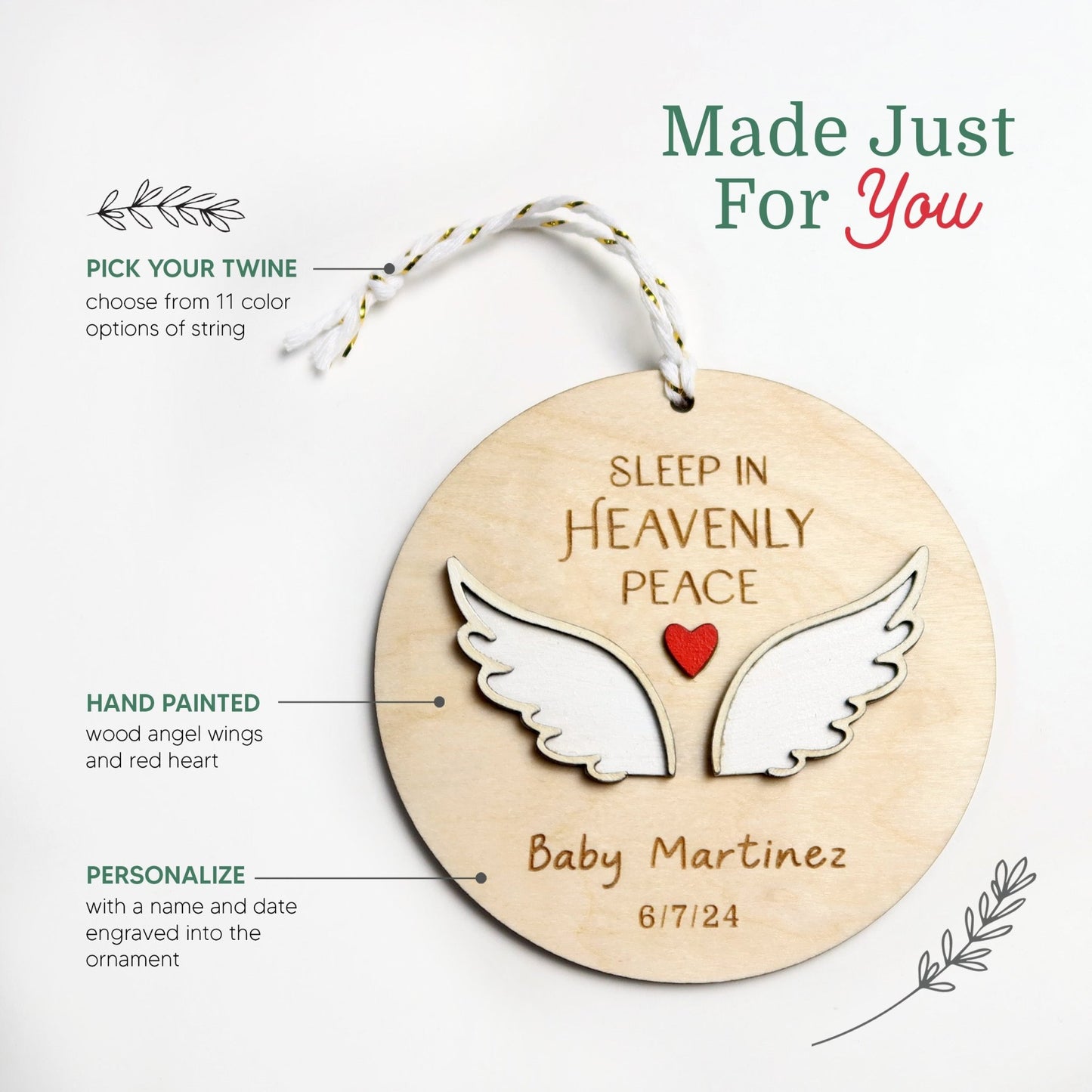 Sleep in Heavenly Peace Personalized Memorial Ornament - Holiday Ornaments - Moon Rock Prints