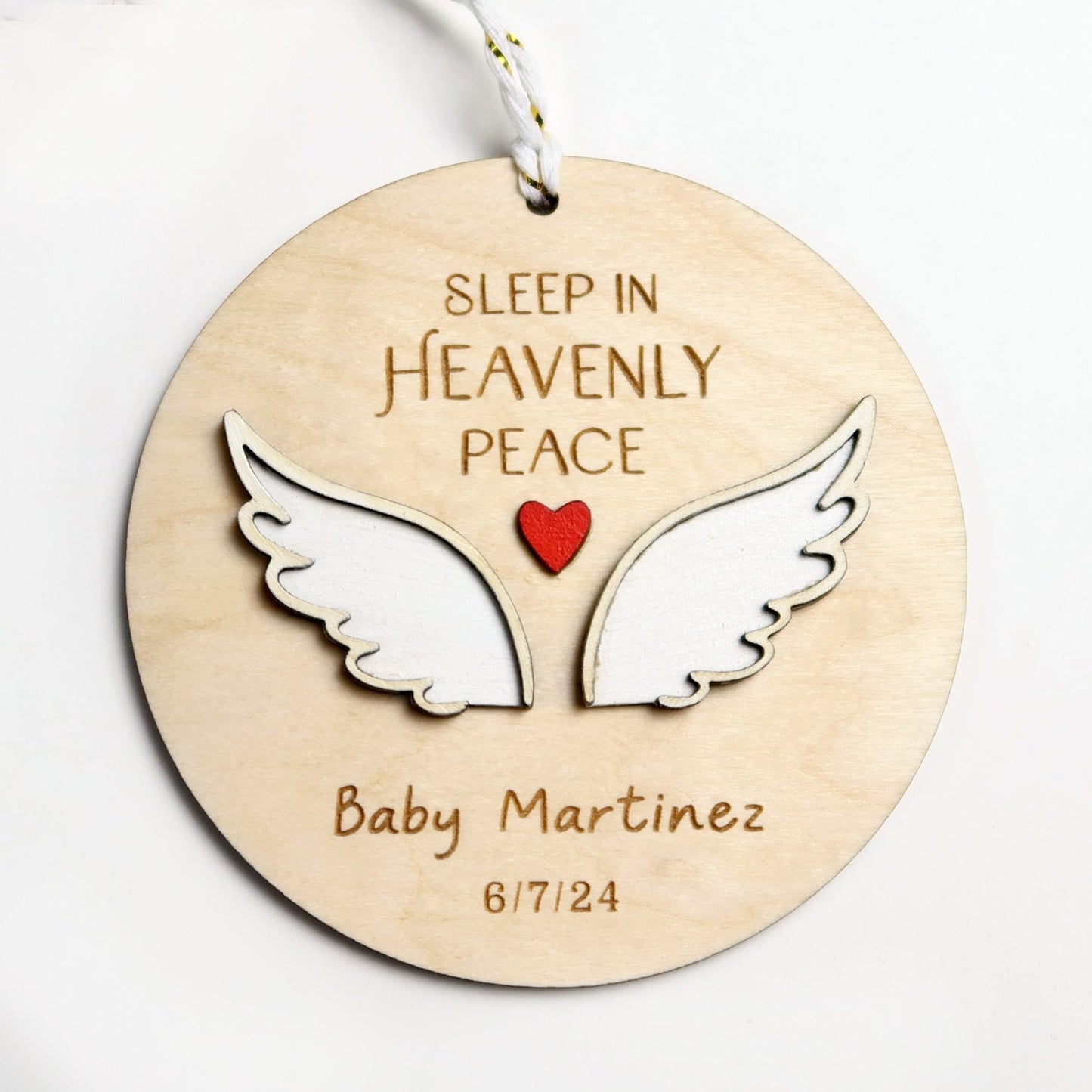 Sleep in Heavenly Peace Personalized Memorial Ornament - Holiday Ornaments - Moon Rock Prints