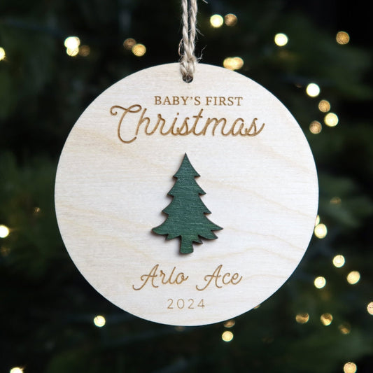 Tree Baby's First Christmas Ornament Personalized - Holiday Ornaments - Moon Rock Prints