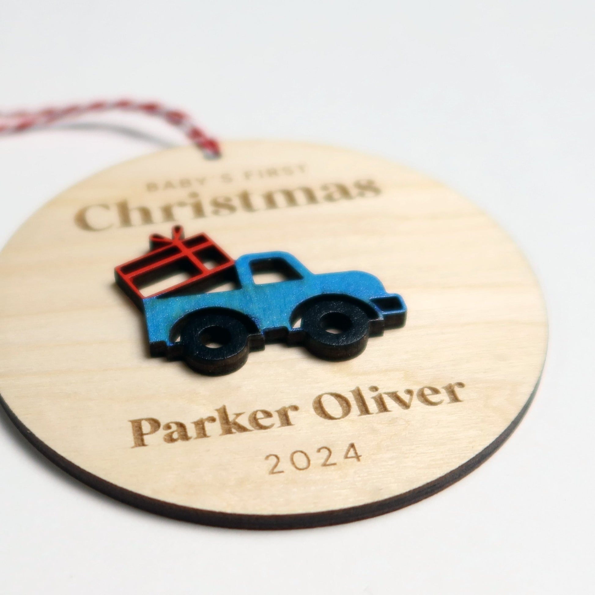 Truck Baby's First Christmas Ornament Personalized - Holiday Ornaments - Moon Rock Prints