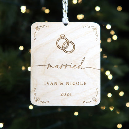 Wedding Rings Marriage Personalized Ornament - Holiday Ornaments - Moon Rock Prints