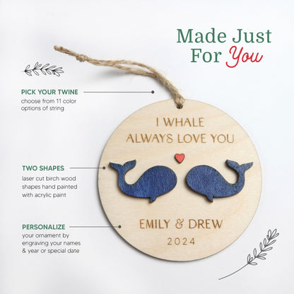 Whales Personalized Couple Ornament - Holiday Ornaments - Moon Rock Prints