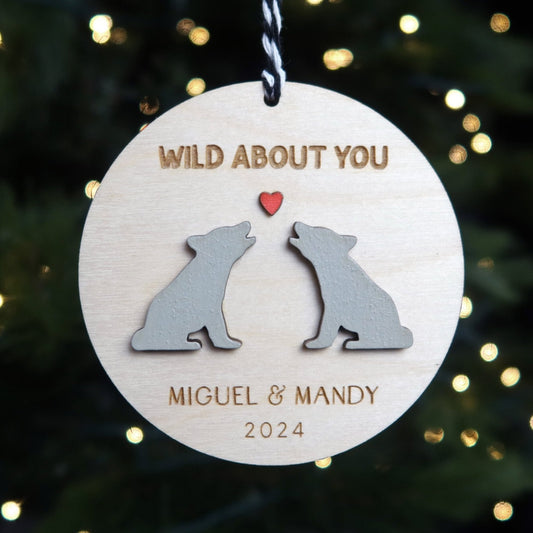 Wolves Personalized Couple Christmas Ornament - Holiday Ornaments - Moon Rock Prints