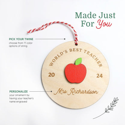 World's Best Teacher Personalized Christmas Ornament - Holiday Ornaments - Moon Rock Prints