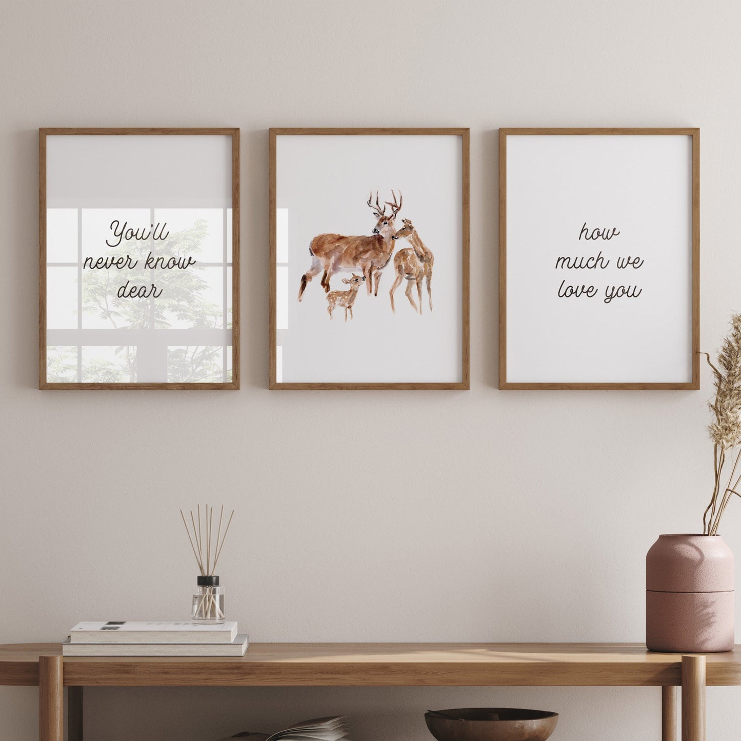 You'll Never Know Dear - Deer Woodland Animal Watercolor Art Print Set of 3 - Art Prints - Moon Rock Prints