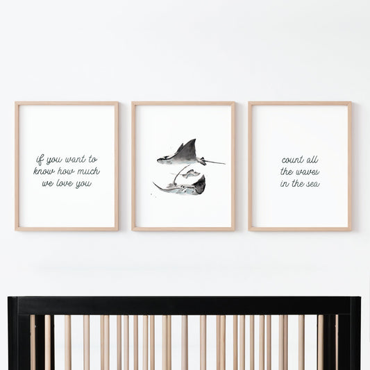 Count All The Waves 3 Print Set: Stingrays - Art Prints - Moon Rock Prints