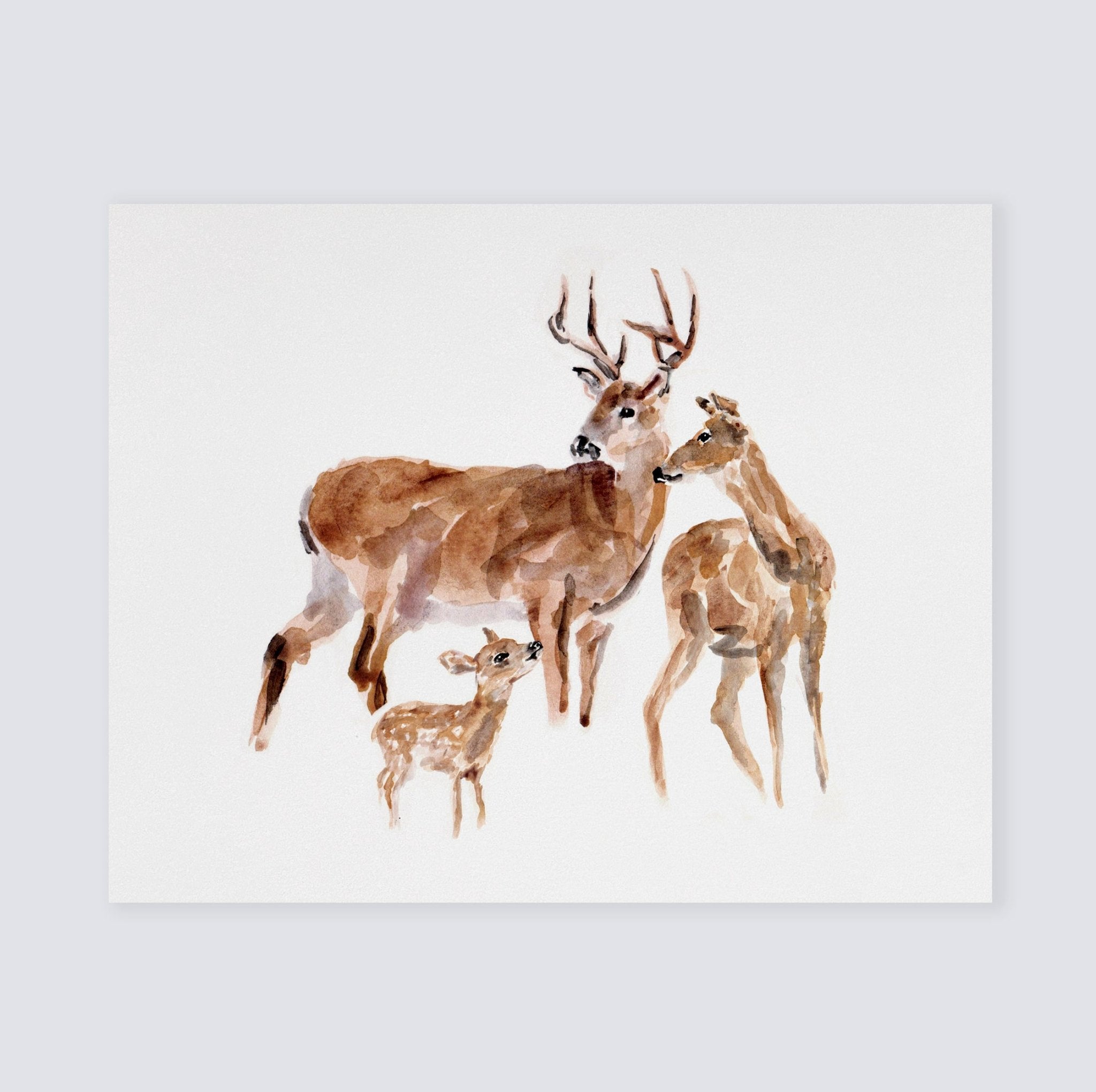 Watercolor Deer Wall Art Print