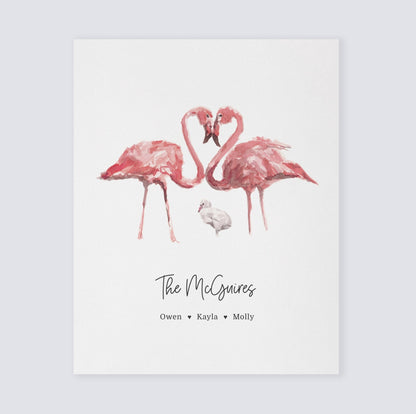 Flamingo Family Personalized Print - Art Prints - Moon Rock Prints