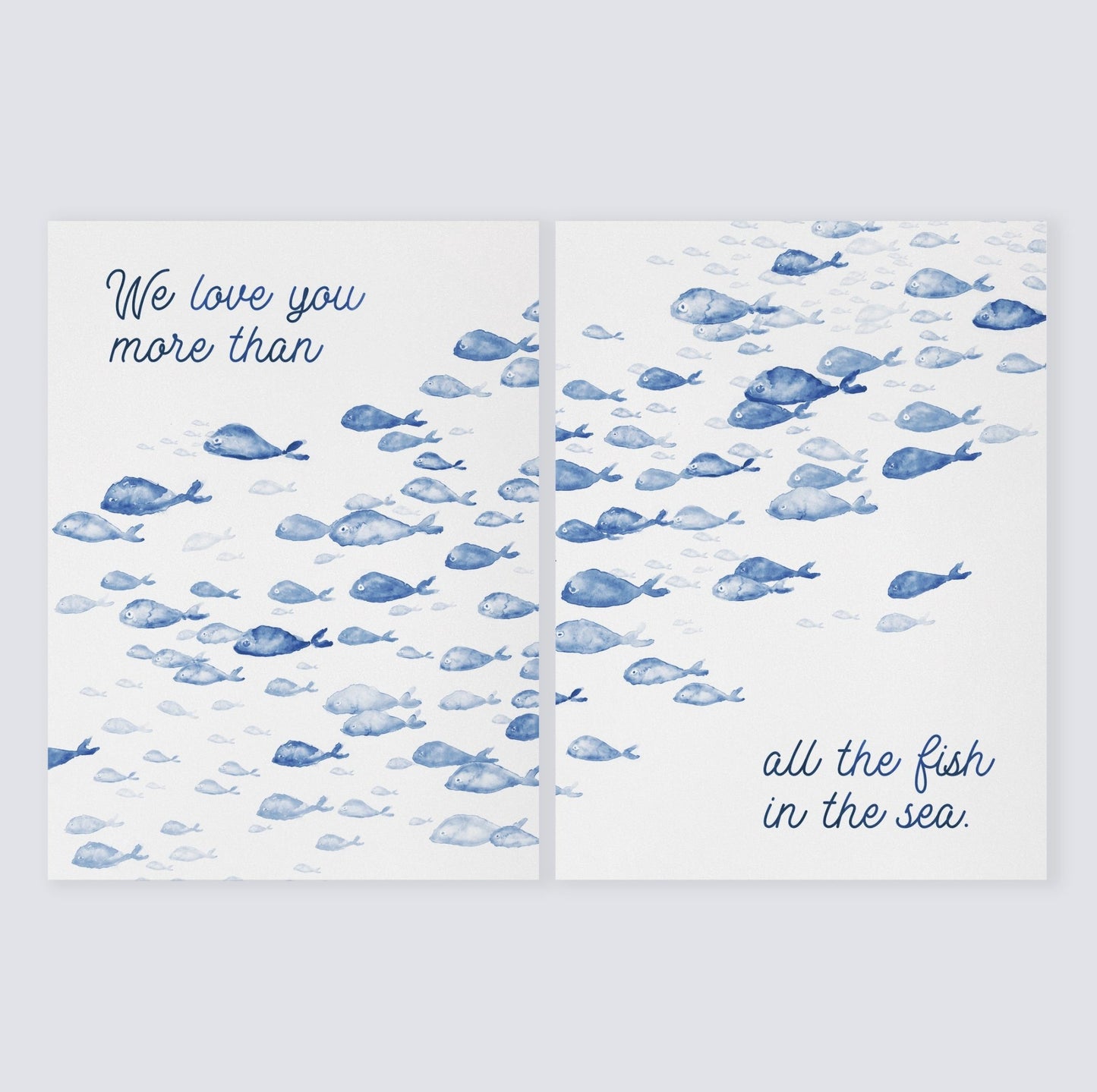 Love You More Than All The Fish in the Sea 2 Print Set - Art Prints - Moon Rock Prints