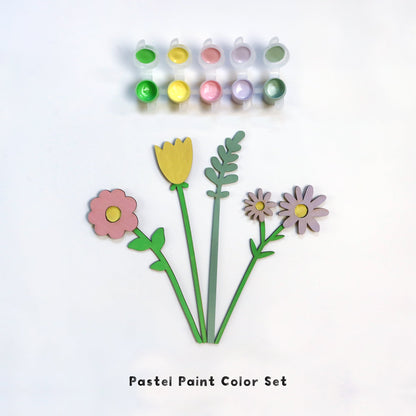 Paint Your Own Wood Flower Bouquet Mother's Day Gift Kit - DIY Paint Kit - Moon Rock Prints