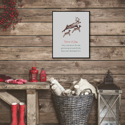 Personalized Reindeer Watercolor Print - Christmas Art Prints - Moon Rock Prints