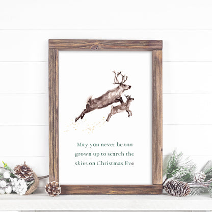 Personalized Reindeer Watercolor Print - Christmas Art Prints - Moon Rock Prints